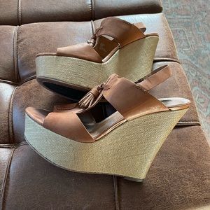 Calvin Klein leather tassel wedges